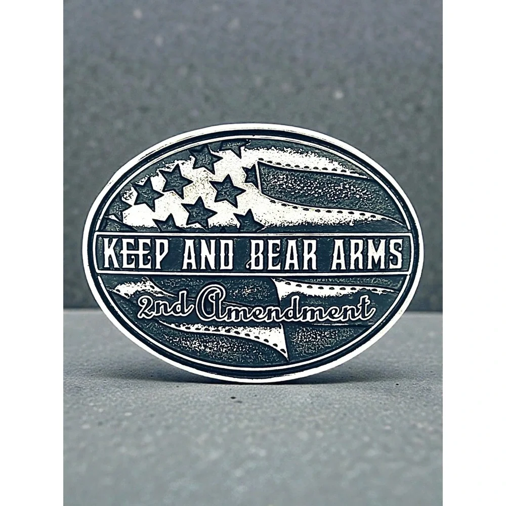 Montana Silversmiths Keep and Bear Arms‎ 2nd Amendment Belt Buckle Silver NEW!